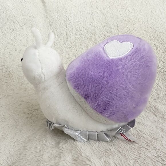 Aurora World White Purple Shell Snail Silver Glitter Bottom 8” Plush Toy - Picture 2 of 7